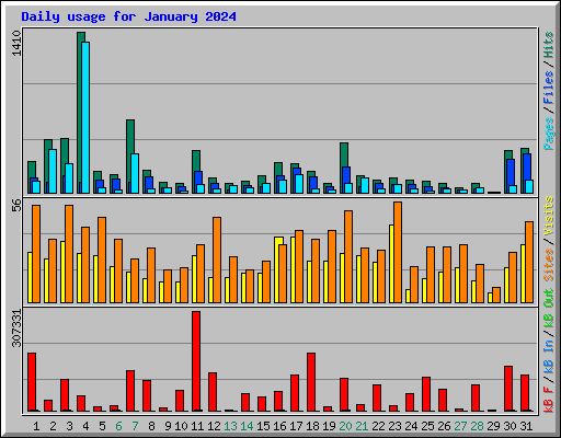 Daily usage for January 2024