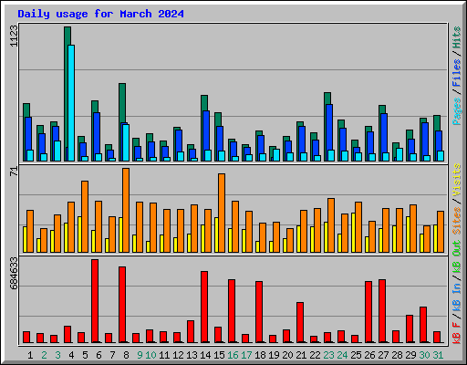 Daily usage for March 2024